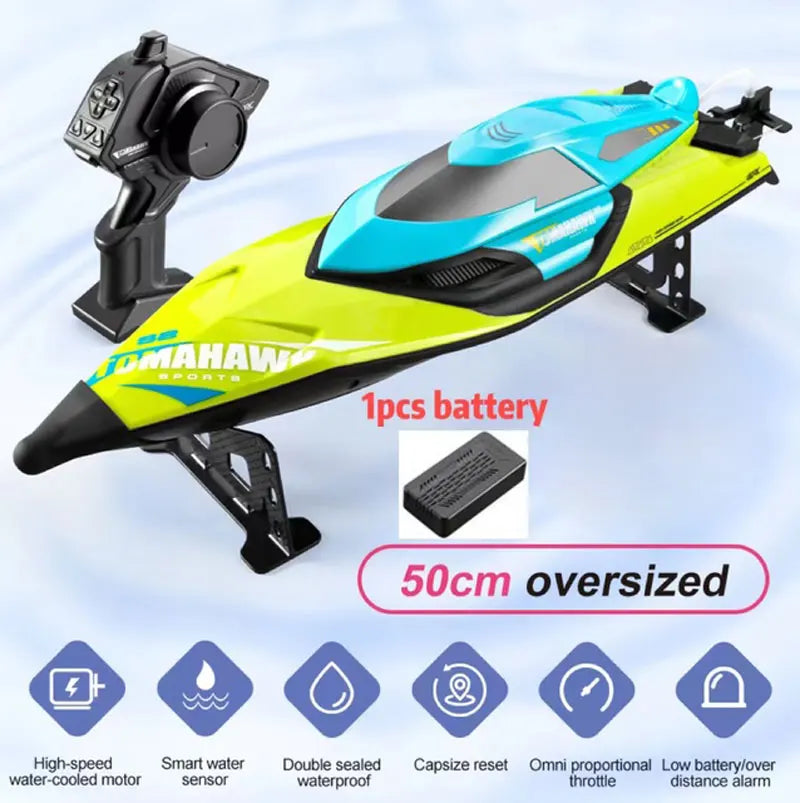 50CM RC Boat 50KM/H Professional Remote Control Speedboat High Speed Racing Big RC Yacht Endurance 20 Minutes Kids Boys Gifts