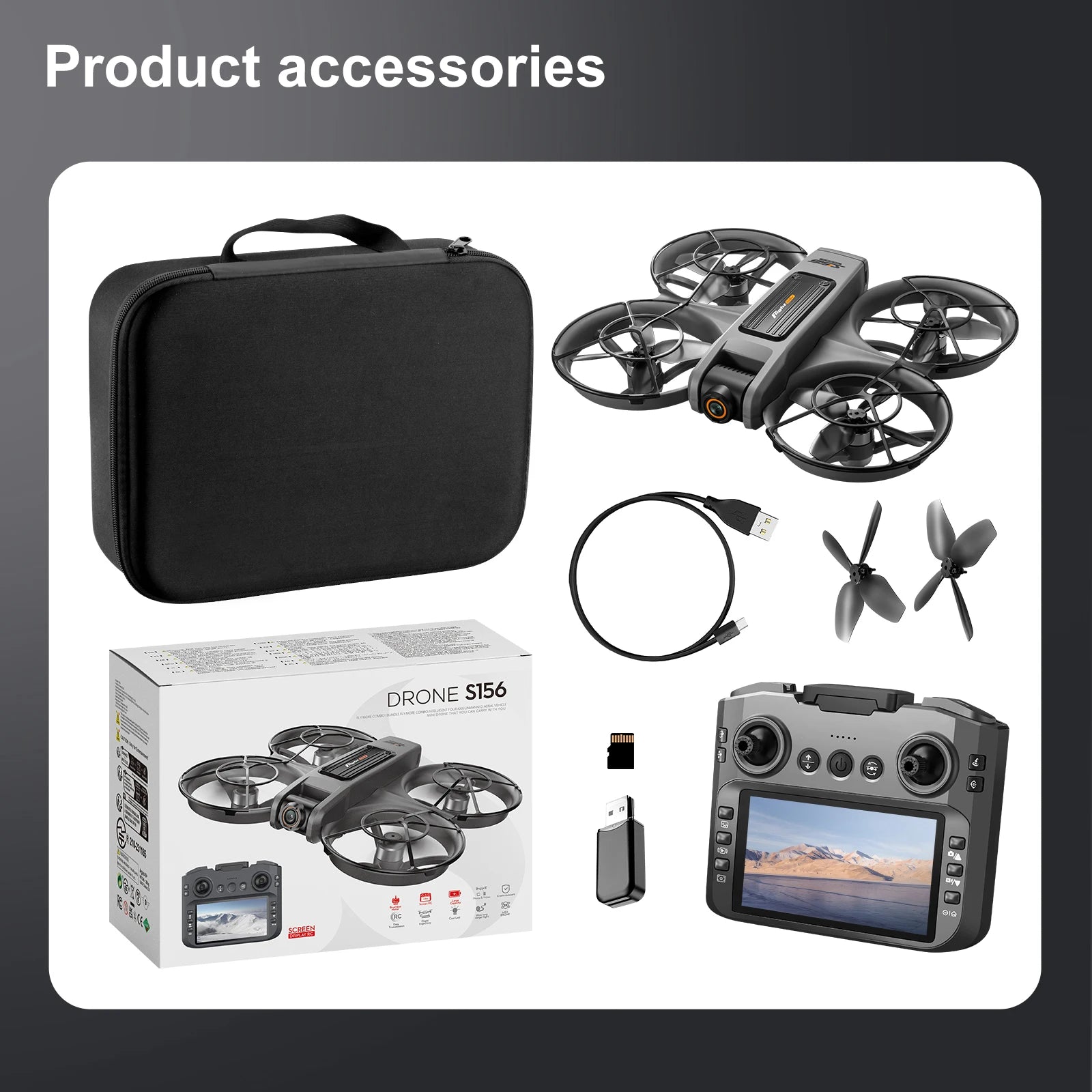 S156 RC Crossing Drone Aerial Vehicle With HD Display Screen Four Axis Brushless Optical Flow Remote Control Aircraft Large Size