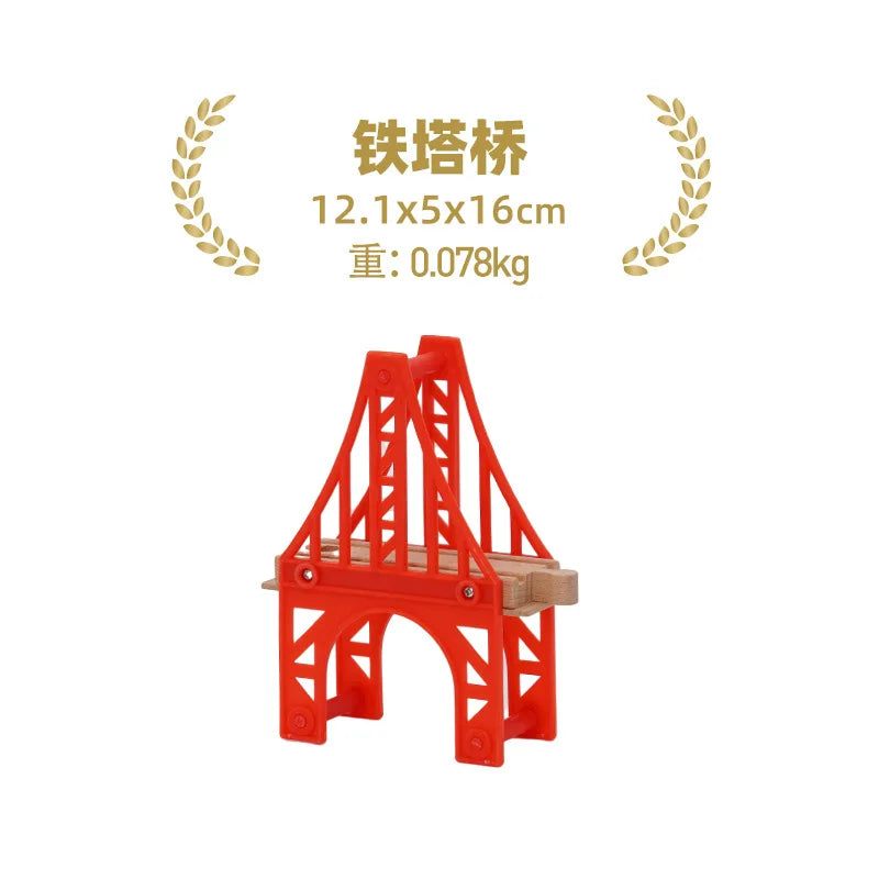 Wooden Train Tracks Accessories set Wood Railway Tracks Wooden Bridge Tunnel fit for Wood Tracks Toys Educational Toys