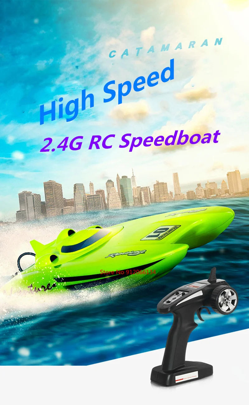 40KM/H Electric High Speed RC Speedboat 53CM Large Two-way Navigation Anti-Collision 2.4G RC Racing Boat Waterproof  Water Game
