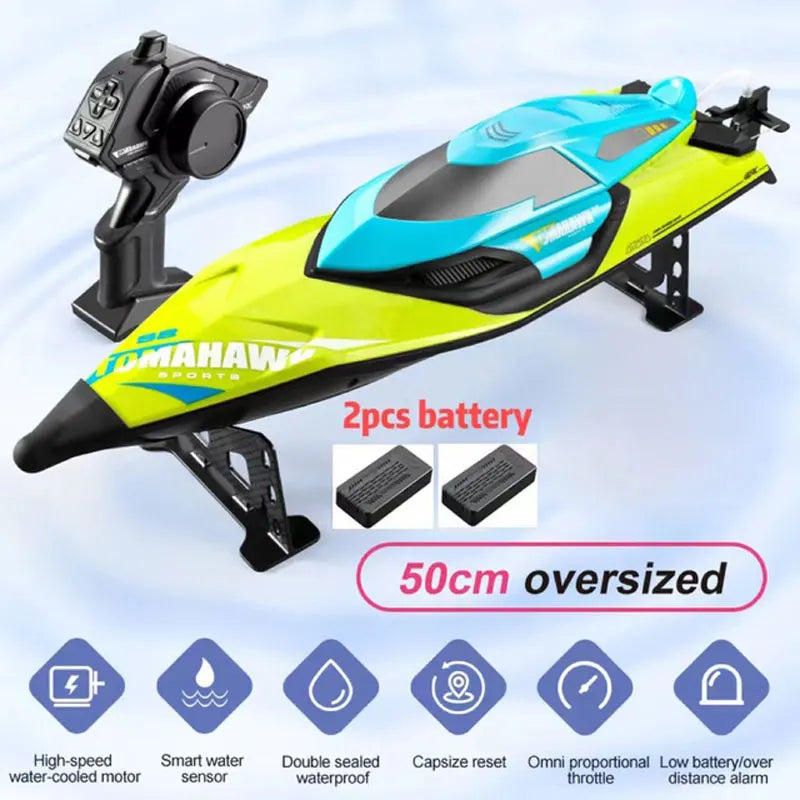 50CM RC Boat 50KM/H Professional Remote Control Speedboat High Speed Racing Big RC Yacht Endurance 20 Minutes Kids Boys Gifts