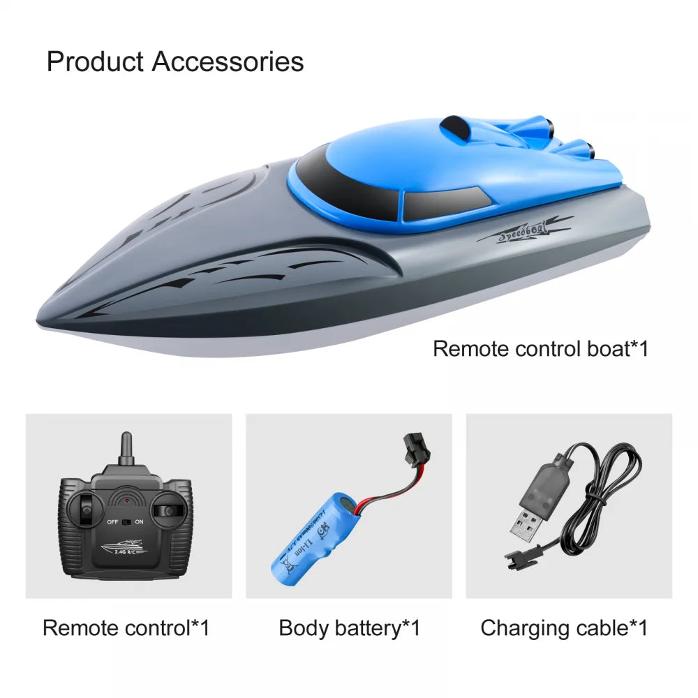 Rc Boat 20Km/h Remote Control Speedboat Dual Motor Radio-Controlled Racing Ship for Pools and Lakes Simulated Model Kids Gift