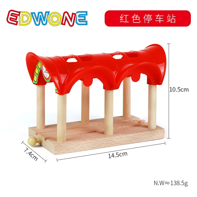 Wooden Train Tracks Accessories set Wood Railway Tracks Wooden Bridge Tunnel fit for Wood Tracks Toys Educational Toys