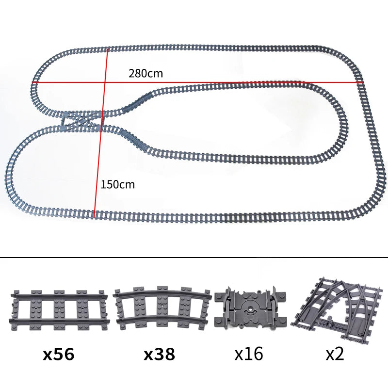 City High-tech Trains Flexible Tracks Forked Straight Curved Rails Crossing Switch Building Block Bricks Creative Toys for kids