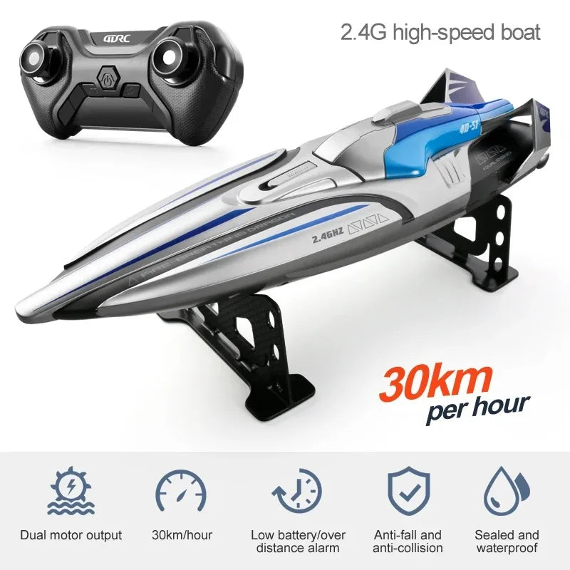 S1 2.4G High-speed Remote Control Speedboat 30 Km/h Waterproof Electric Remote Control Rowing Double Propoler Children's Gift