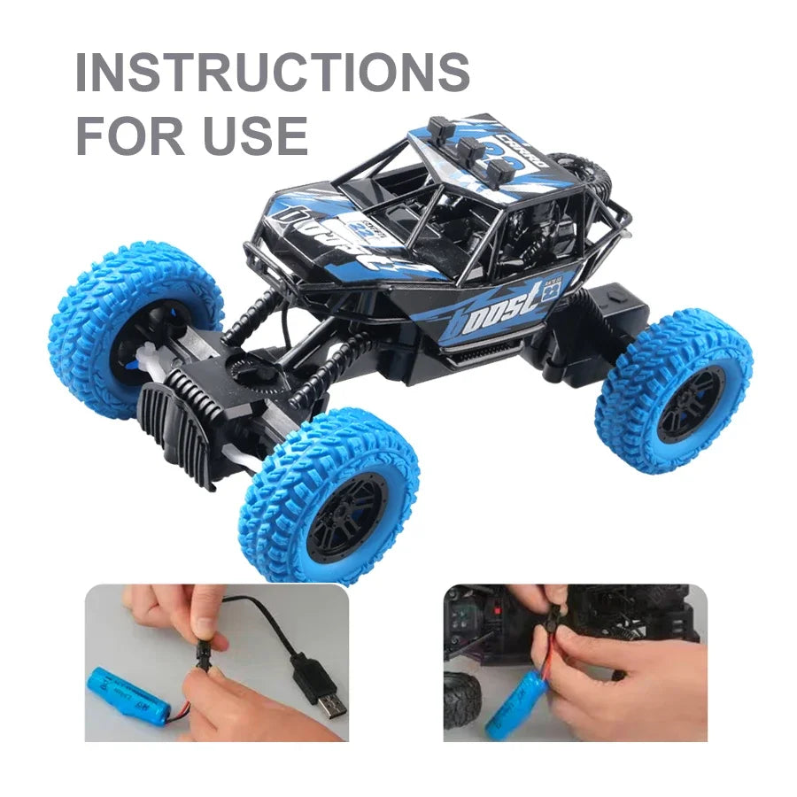 Remote Control Off Road Toy Car Colorful Flashing Lights Rubber Wheels Christmas Gift for Children