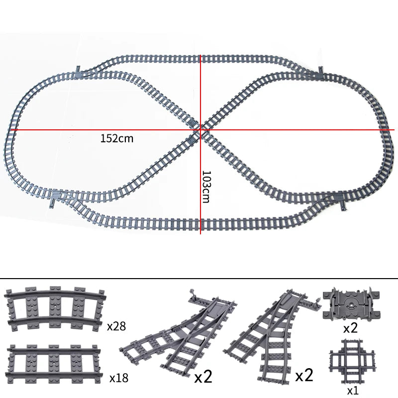 City High-tech Trains Flexible Tracks Forked Straight Curved Rails Crossing Switch Building Block Bricks Creative Toys for kids