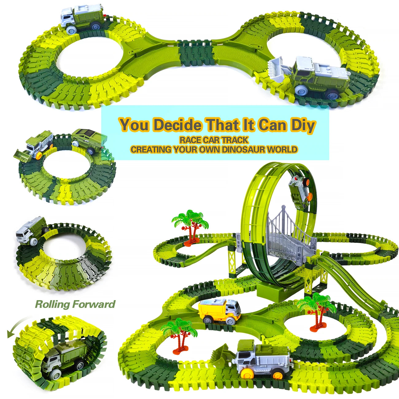 Magic Climbing electric Engineering car Racing Track dinosaur Car Flexible Educational Rail Car Puzzle Toy for Kids