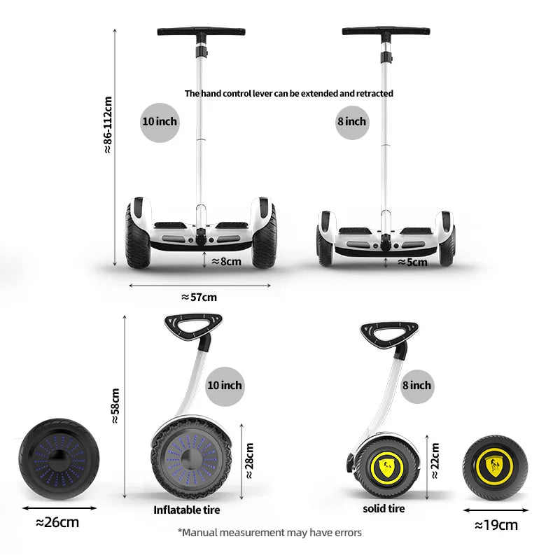 High Quality 36V Lithium Battery HoverBoard 8inch Bluetooth Self-Balancing Electric Scooter With Steering Handle