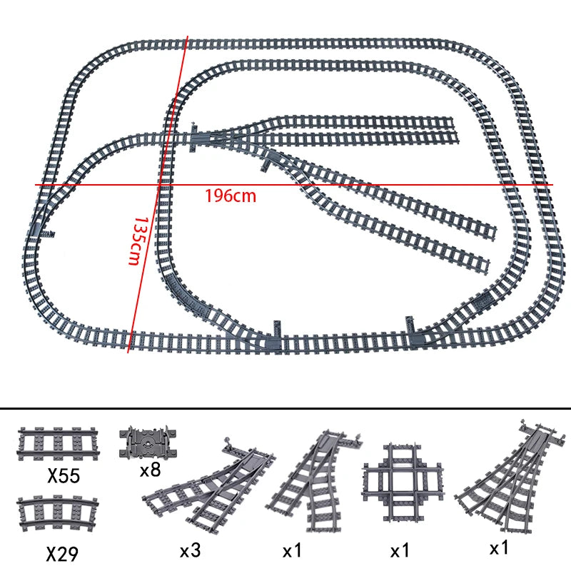 City High-tech Trains Flexible Tracks Forked Straight Curved Rails Crossing Switch Building Block Bricks Creative Toys for kids