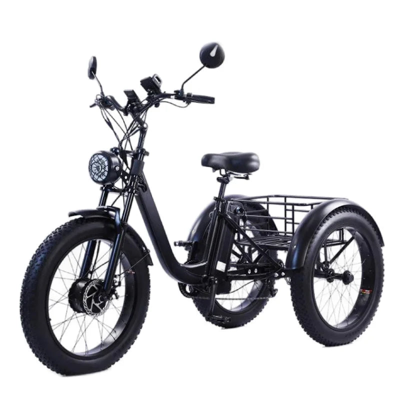 Electric Fat Bike 24 Inch Three Wheel Electric Bicycle Powerful Snow Mountain Electric Bike Adult Men's Women's
