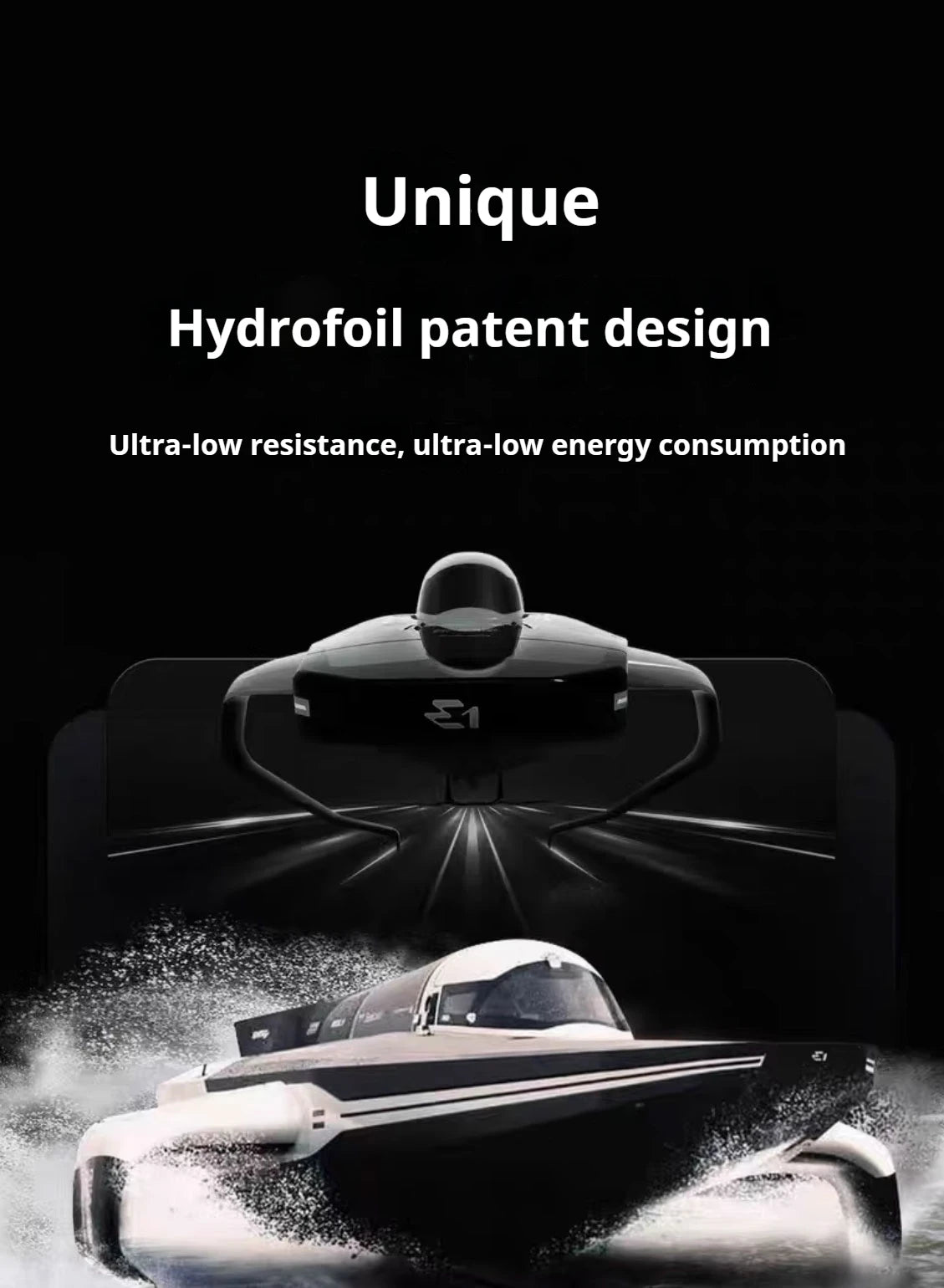 E1 Racebird Professional RC Remote Control Electric Boat High-Speed Water-Cooled Motor Hydrofoil Model Toy for Water Sports