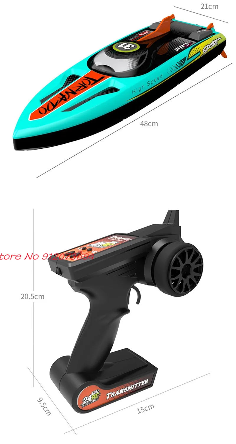 Waterproof Radio Control Electric Large Racing Speedboat Toy 80KM/H 200M 360° Turn LED Night Light Brushless High Speed RC Boat