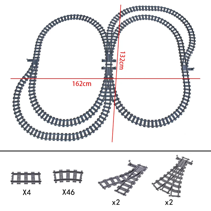 City High-tech Trains Flexible Tracks Forked Straight Curved Rails Crossing Switch Building Block Bricks Creative Toys for kids