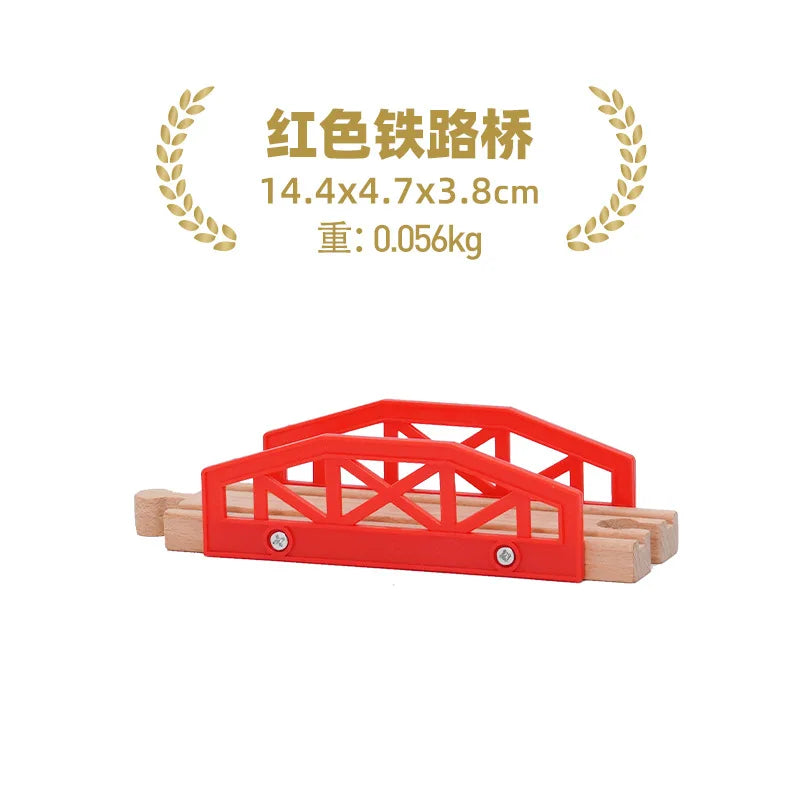 Wooden Train Tracks Accessories set Wood Railway Tracks Wooden Bridge Tunnel fit for Wood Tracks Toys Educational Toys