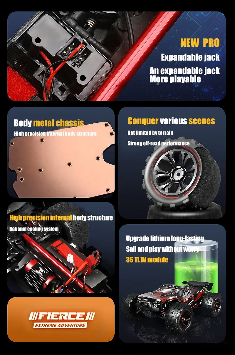 4WD 1:16 85KM/H Super Brushless 50KM/H Brushed RC Car 4x4 Off Road Remote Control High Speed Drift Racing Truck Toy Kids Adults