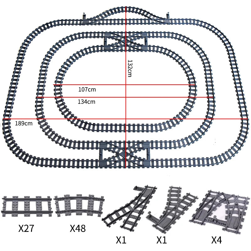 City High-tech Trains Flexible Tracks Forked Straight Curved Rails Crossing Switch Building Block Bricks Creative Toys for kids