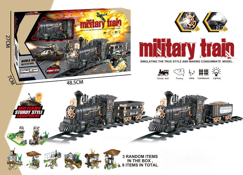 Classical Electric Train Track Set Spray Steam Train with Sound Simulated Locomotive Train Kit Retro Model Kids Boys Gift
