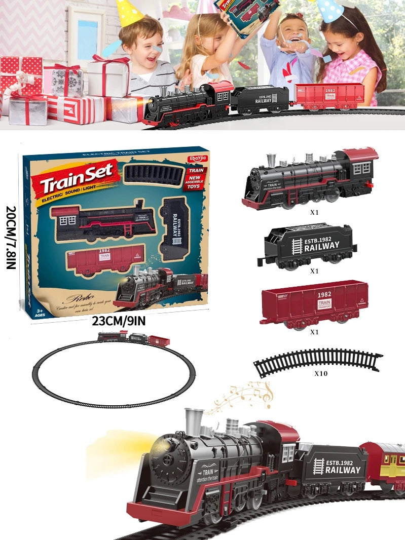 Electric Train Rail Car Simulation Retro Model Train High Speed Rail Toy Boy Set