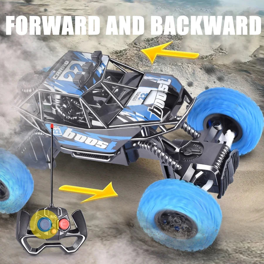 Remote Control Off Road Toy Car Colorful Flashing Lights Rubber Wheels Christmas Gift for Children