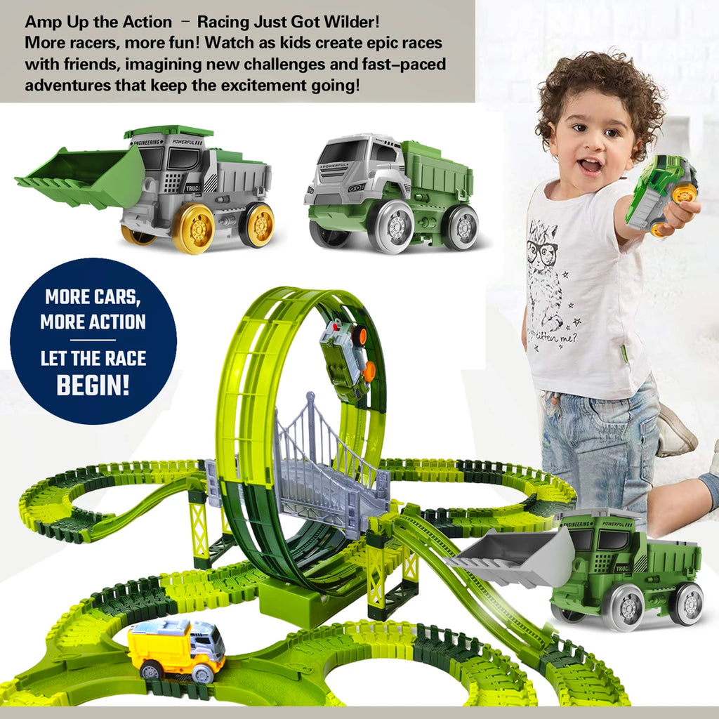 Magic Climbing electric Engineering car Racing Track dinosaur Car Flexible Educational Rail Car Puzzle Toy for Kids