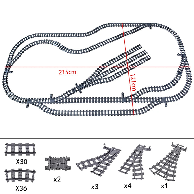 City High-tech Trains Flexible Tracks Forked Straight Curved Rails Crossing Switch Building Block Bricks Creative Toys for kids