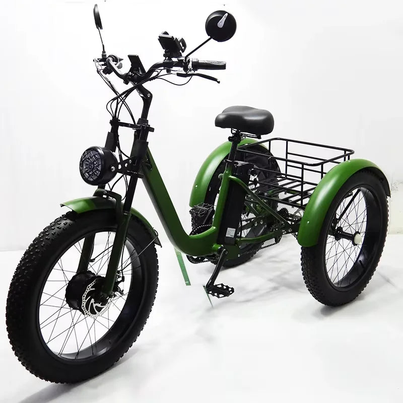 Electric Fat Bike 24 Inch Three Wheel Electric Bicycle Powerful Snow Mountain Electric Bike Adult Men's Women's