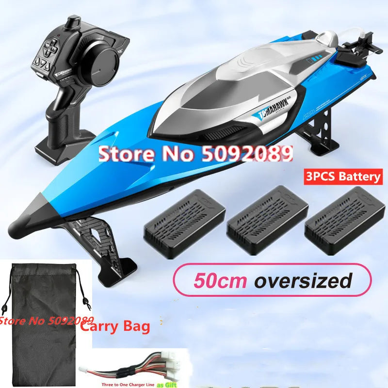 70KM/H High Speed 50CM Big 200M Remote Control Ship Boat Rowing Waterproof Capsize Reset RC Racing Boat Speedboat Add Carry Bag
