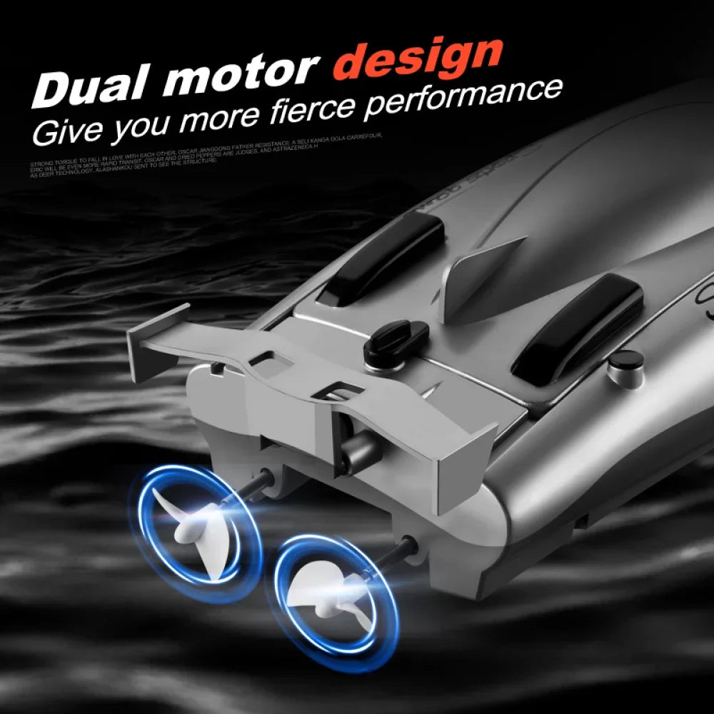 2.4G RC Boat 30KM/H High Speed Dual Motor 2CH Waterproof Remote Control Racing Ship Toy - 20Mins Battery for Kids & Adults