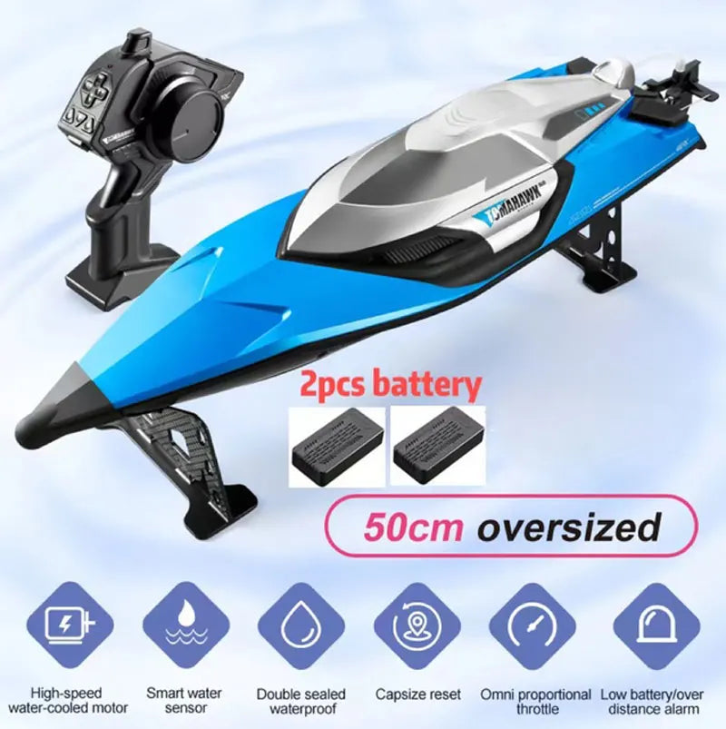 50CM RC Boat 50KM/H Professional Remote Control Speedboat High Speed Racing Big RC Yacht Endurance 20 Minutes Kids Boys Gifts