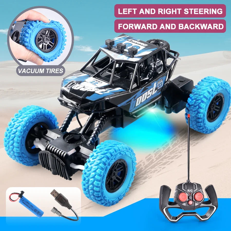 Remote Control Off Road Toy Car Colorful Flashing Lights Rubber Wheels Christmas Gift for Children