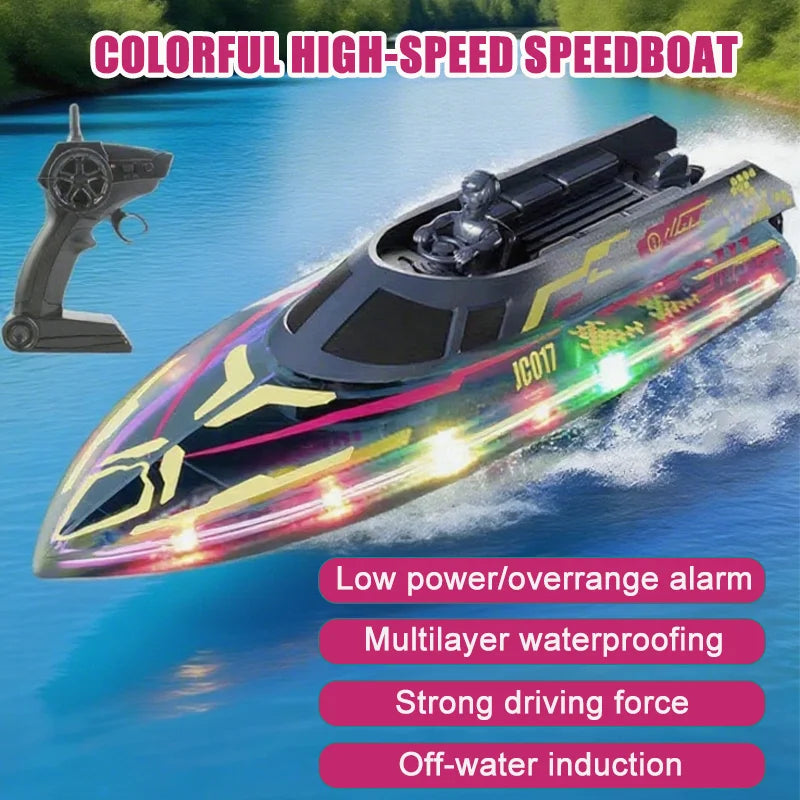 2025 JC017 RC Boat High Speed 2.4GHz Waterproof Electric Racing Toy 15 km/h Remote Control Boat for Boys Kids Teen Gift