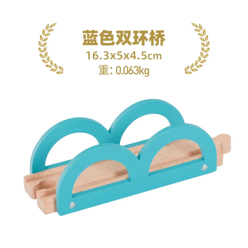 Wooden Train Tracks Accessories set Wood Railway Tracks Wooden Bridge Tunnel fit for Wood Tracks Toys Educational Toys