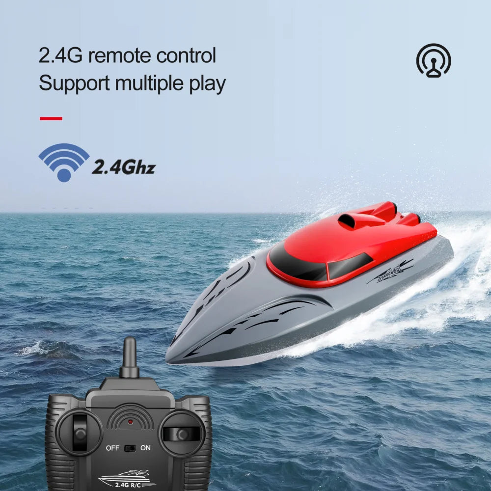 Rc Boat 20Km/h Remote Control Speedboat Dual Motor Radio-Controlled Racing Ship for Pools and Lakes Simulated Model Kids Gift