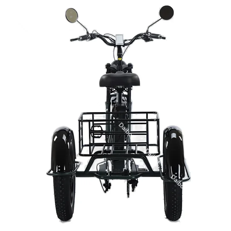 48V 750W Electric Bike For Man Powerful 24 Inch Fat Tire Bike All Terrain Electric Tricycles 3 Wheels for Adults Elderly