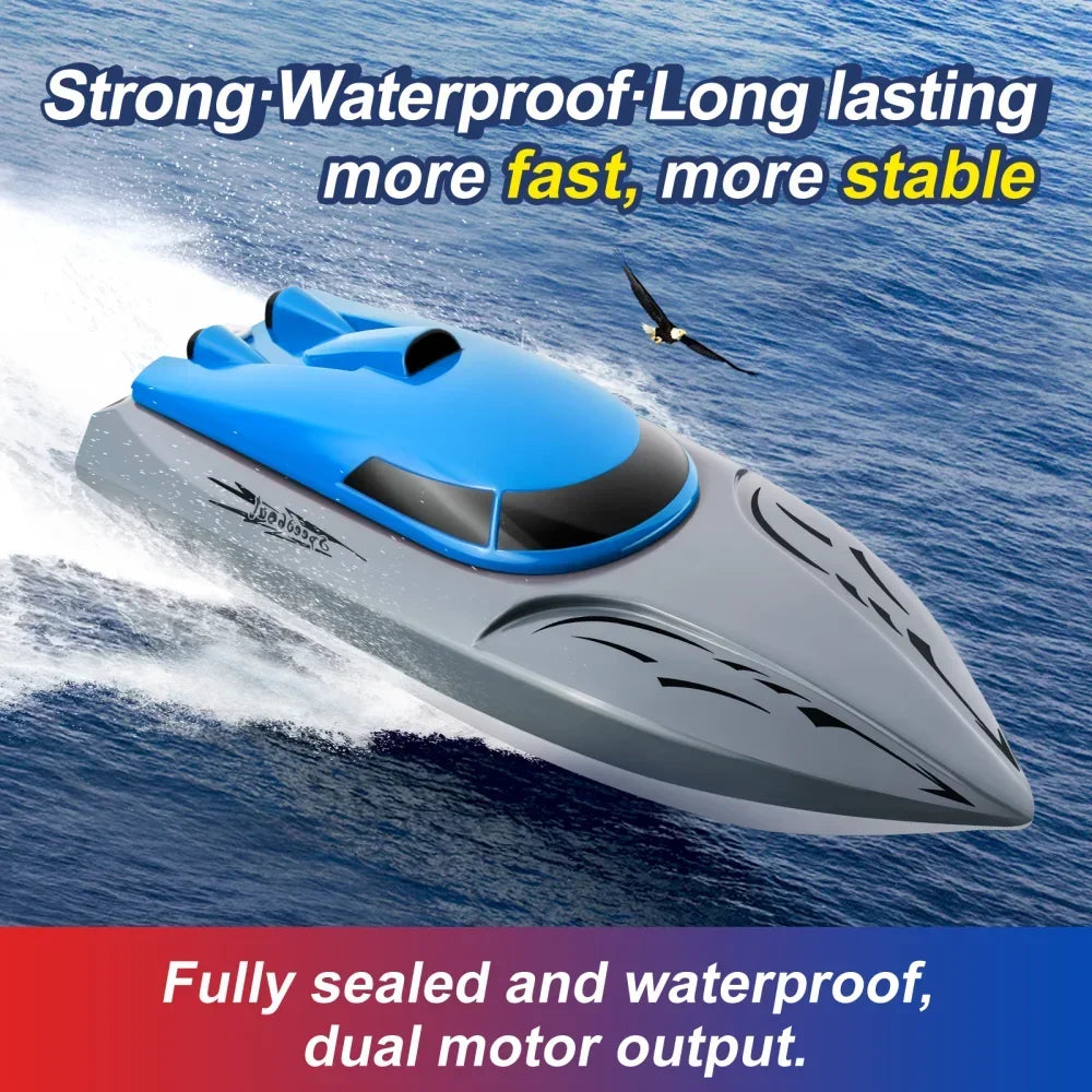 Rc Boat 20Km/h Remote Control Speedboat Dual Motor Radio-Controlled Racing Ship for Pools and Lakes Simulated Model Kids Gift