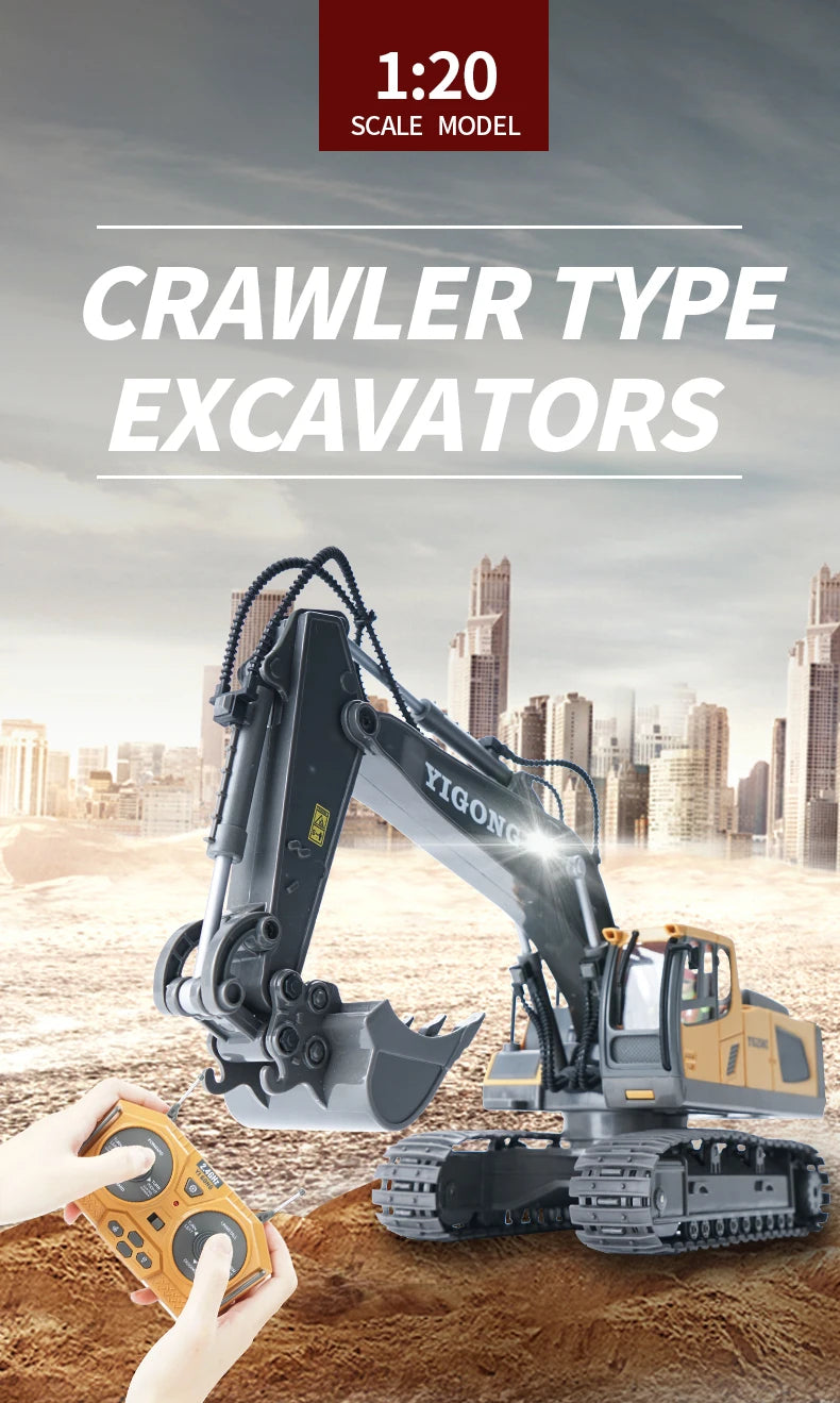 RC Excavator 1:20 Remote Control Truck 2.4G RC Crawler Engineering Vehicle Excavator Truck Radio Control Children's Day Gifts