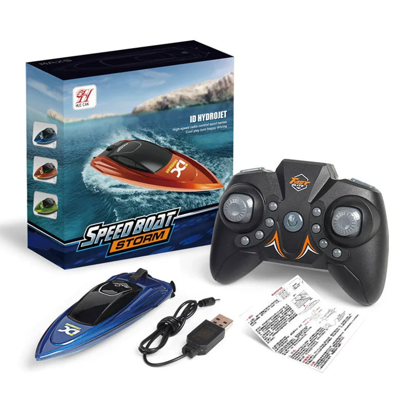 2.4G Mini Electric Racing Speedboat Remote Controlled Dual Motor RC Boat 10km/h High Speed Ship Summer Water Pool Kids Toy