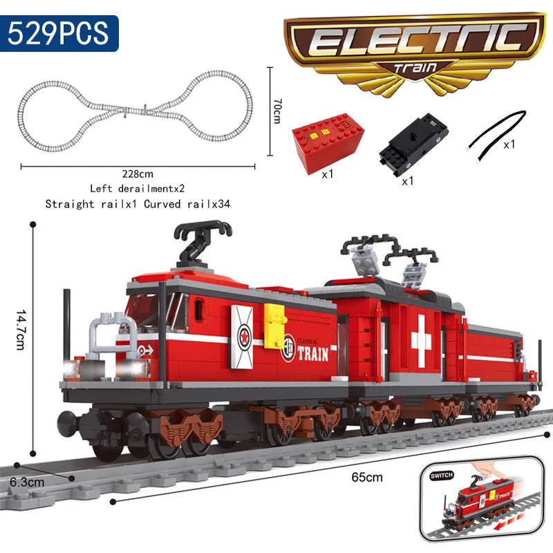 KAZI High-Tech Battery Powered Electric City passenger High Speed Train Rail Track sets Building Blocks Bricks kids DIY Toys
