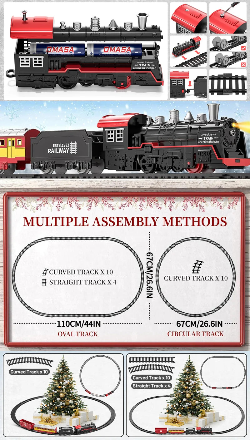 Electric Train Rail Car Simulation Retro Model Train High Speed Rail Toy Boy Set