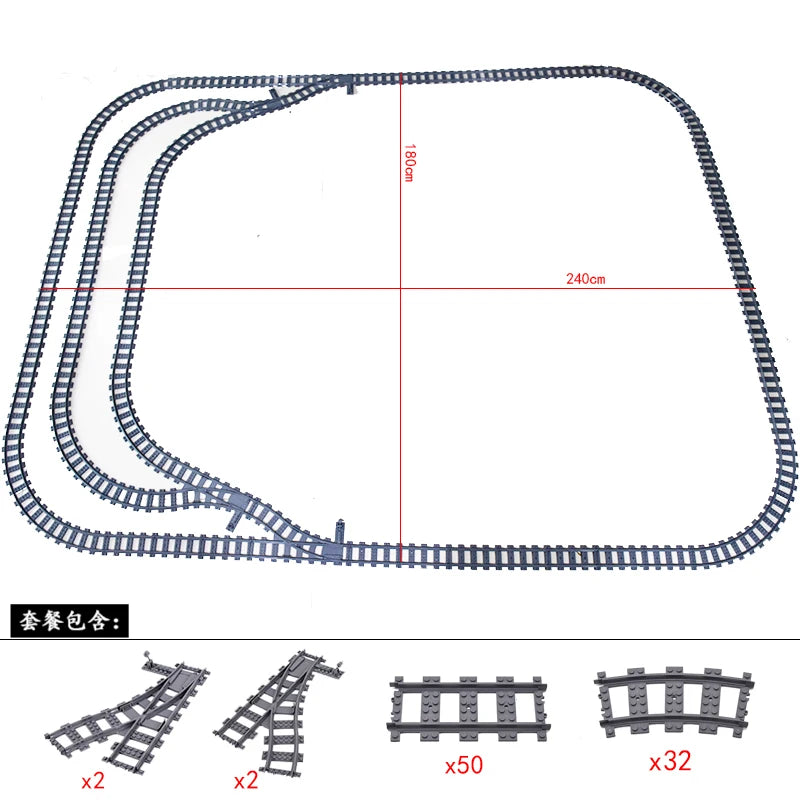 City High-tech Trains Flexible Tracks Forked Straight Curved Rails Crossing Switch Building Block Bricks Creative Toys for kids