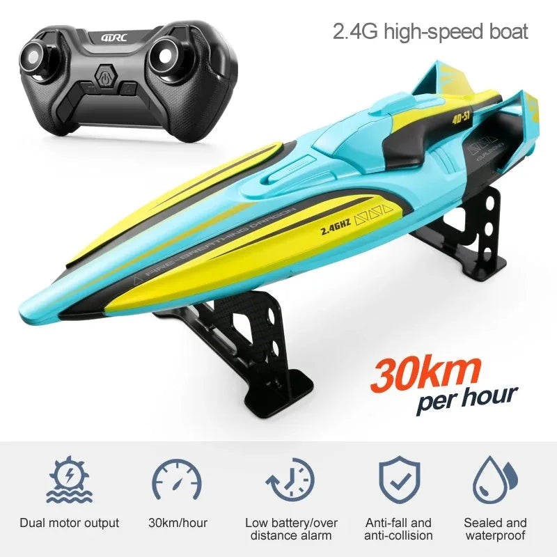 S1 2.4G High-speed Remote Control Speedboat 30 Km/h Waterproof Electric Remote Control Rowing Double Propoler Children's Gift