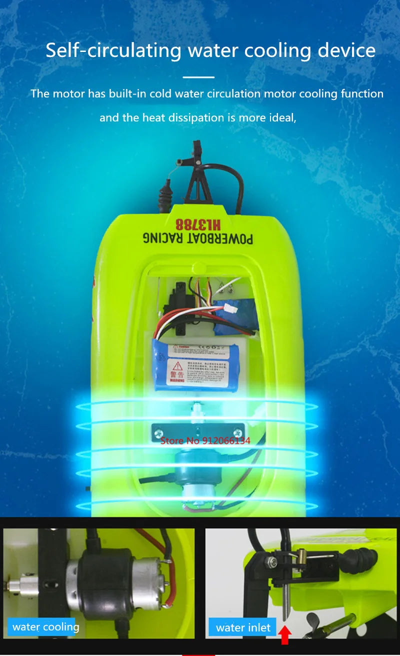 40KM/H Electric High Speed RC Speedboat 53CM Large Two-way Navigation Anti-Collision 2.4G RC Racing Boat Waterproof  Water Game