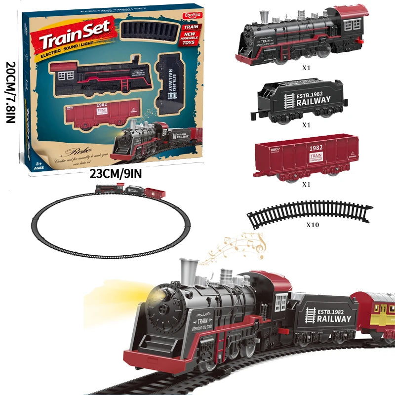 Electric Train Rail Car Simulation Retro Model Train High Speed Rail Toy Boy Set