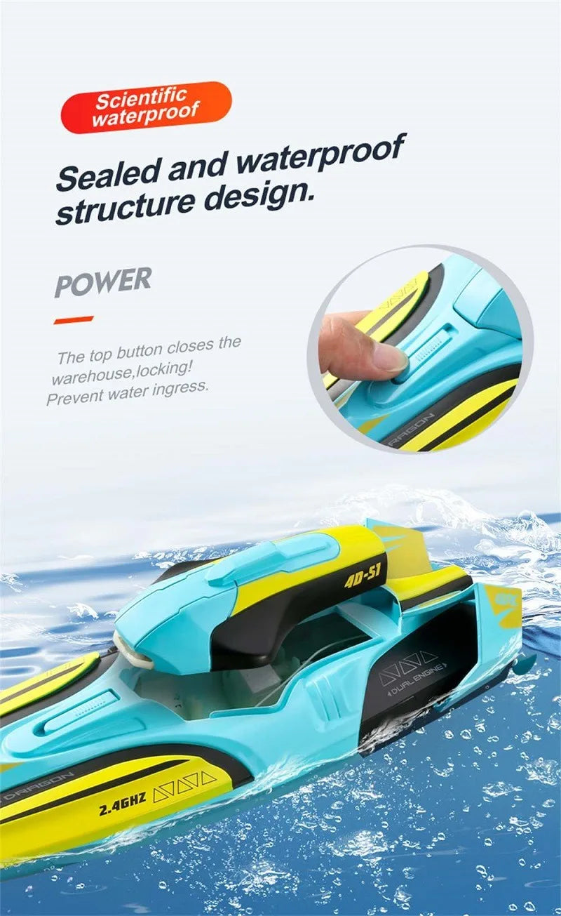 S1 2.4G High-speed Remote Control Speedboat 30 Km/h Waterproof Electric Remote Control Rowing Double Propoler Children's Gift