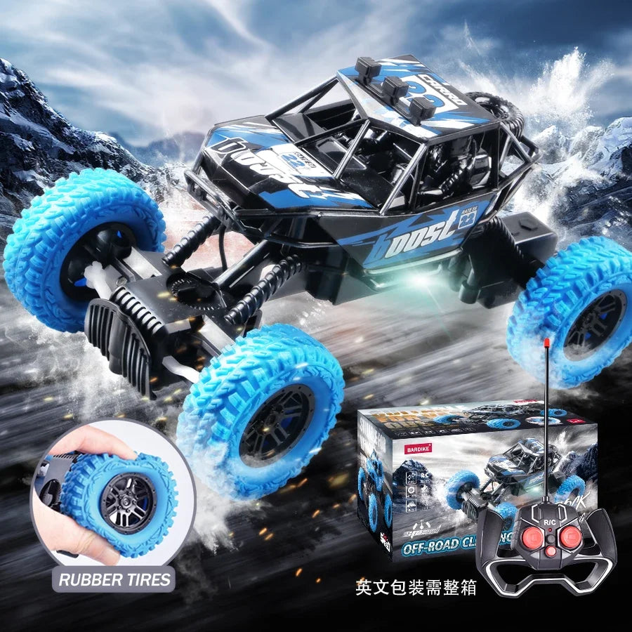 Remote Control Off Road Toy Car Colorful Flashing Lights Rubber Wheels Christmas Gift for Children