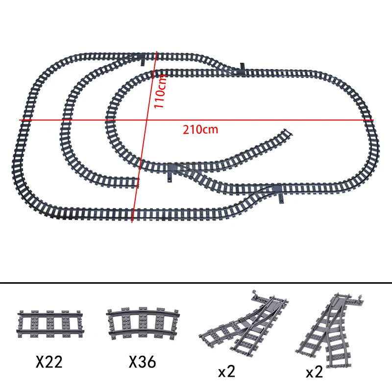 City High-tech Trains Flexible Tracks Forked Straight Curved Rails Crossing Switch Building Block Bricks Creative Toys for kids