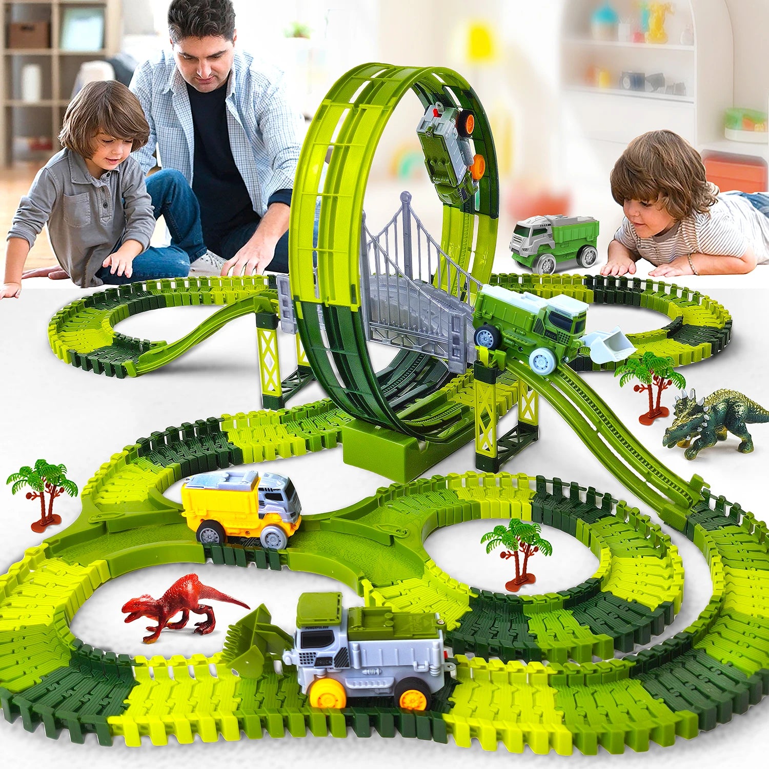 Magic Climbing electric Engineering car Racing Track dinosaur Car Flexible Educational Rail Car Puzzle Toy for Kids
