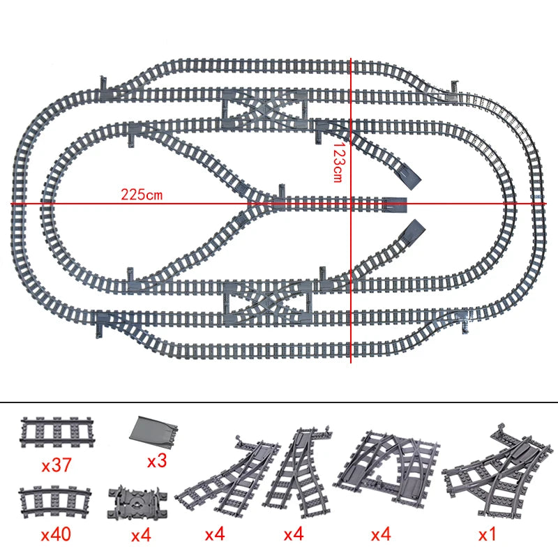 City High-tech Trains Flexible Tracks Forked Straight Curved Rails Crossing Switch Building Block Bricks Creative Toys for kids