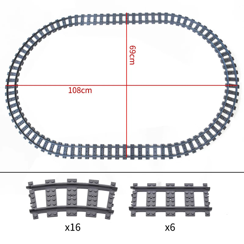 City High-tech Trains Flexible Tracks Forked Straight Curved Rails Crossing Switch Building Block Bricks Creative Toys for kids